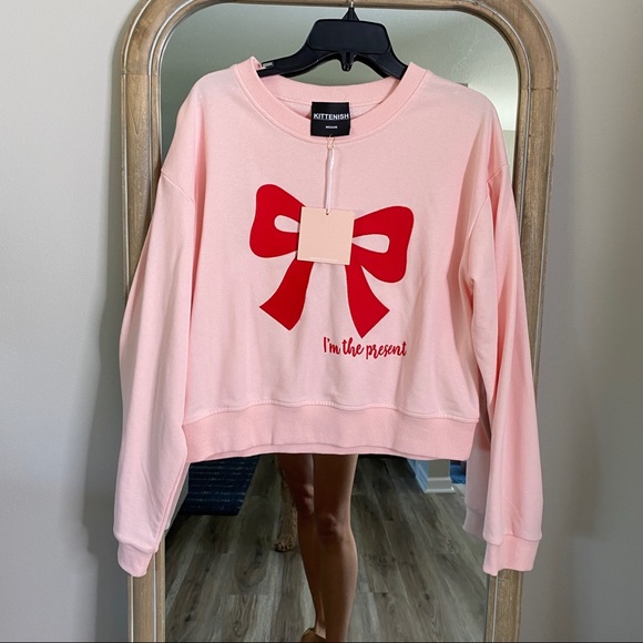 Kittenish I’m The Present Pink Sweatshirt Size M - Picture 2 of 6